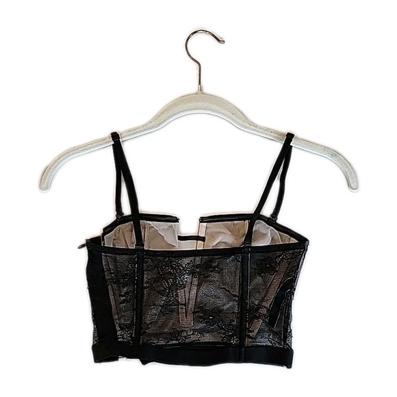 Victoria's Secret Corset Top Sz S Black Mesh Lace Lined Whimsigoth Fairy Grunge - Picture 2 of 12